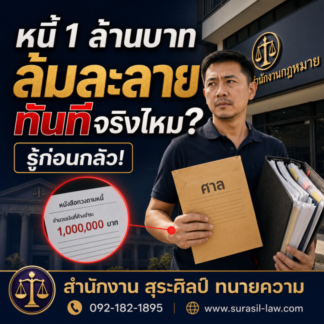 หนี้หนึ่งล้าน ถูกฟ้องล้มละลายทันทีจริงไหม?